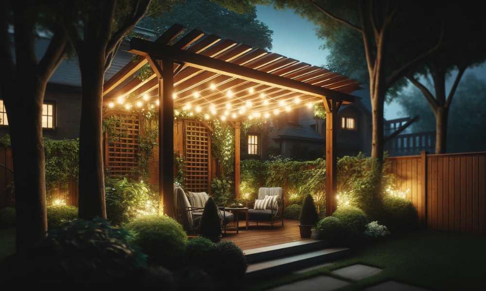 How To Hang Cafe Lights On Pergola