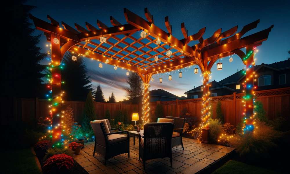 How To Hang Christmas Lights On Pergola