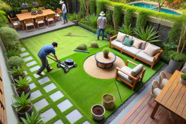 Preparing the Grass for a Comfortable Seating Area